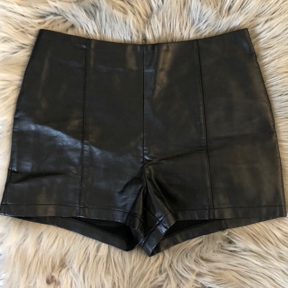 Black Pleather Shorts
